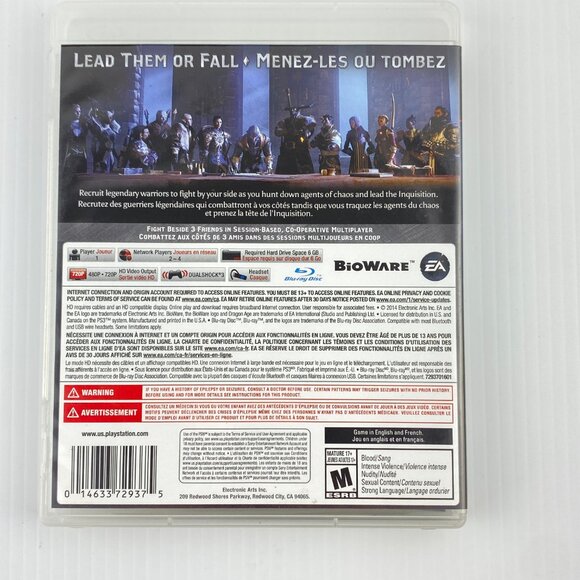 Dragon Age Inquisition PS3 Video Game 2014 Case Booklet Disc Rated Mature - Picture 2 of 7